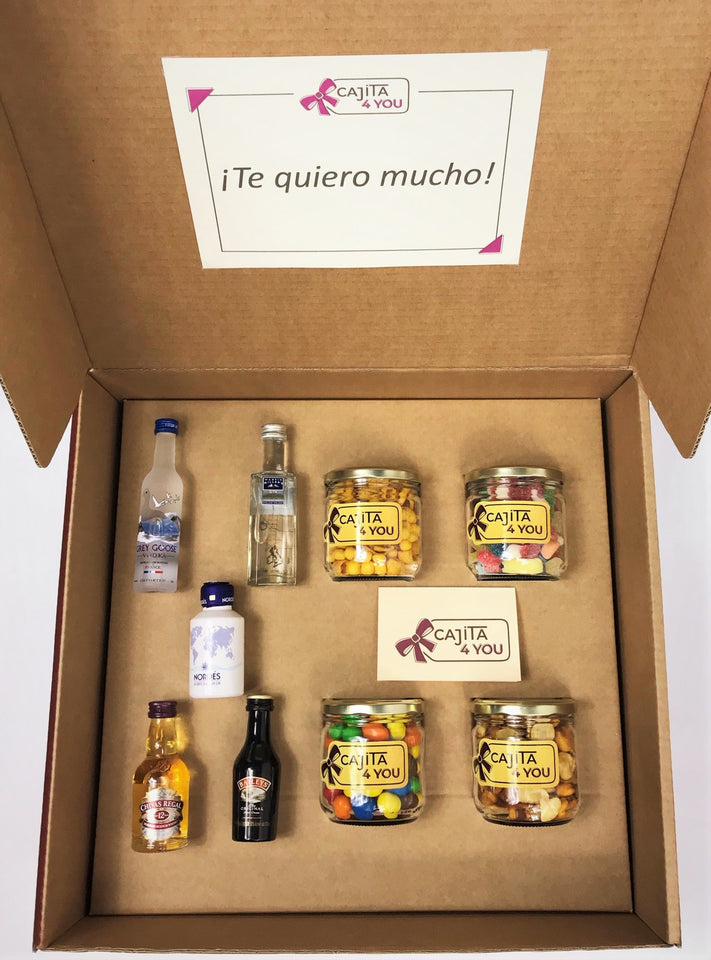 Cajas de botellas pequeñas de alcohol para regalar